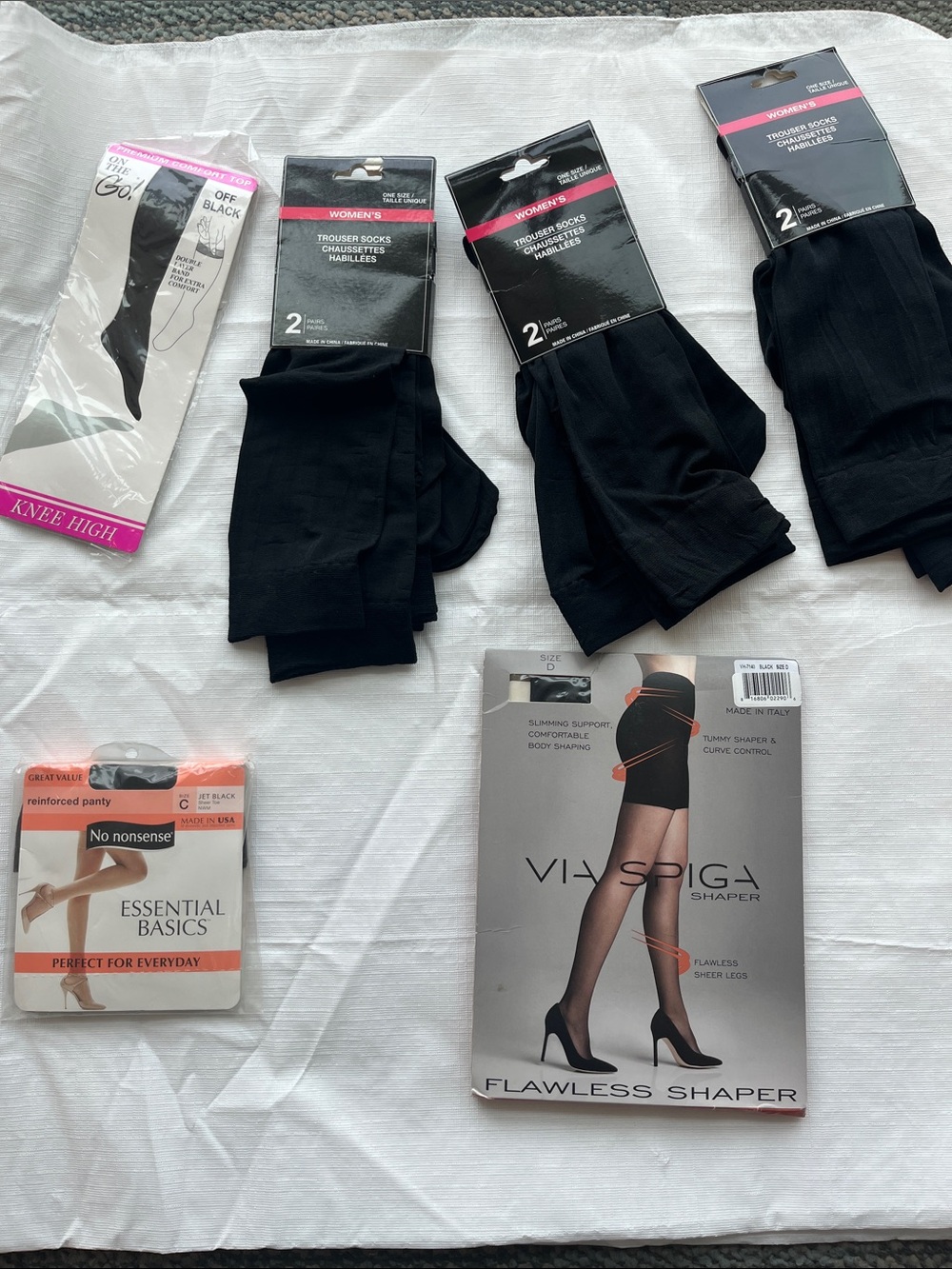 Via Spiga Black Sheer Shaper Stockings & Black Trouser Socks Assortment